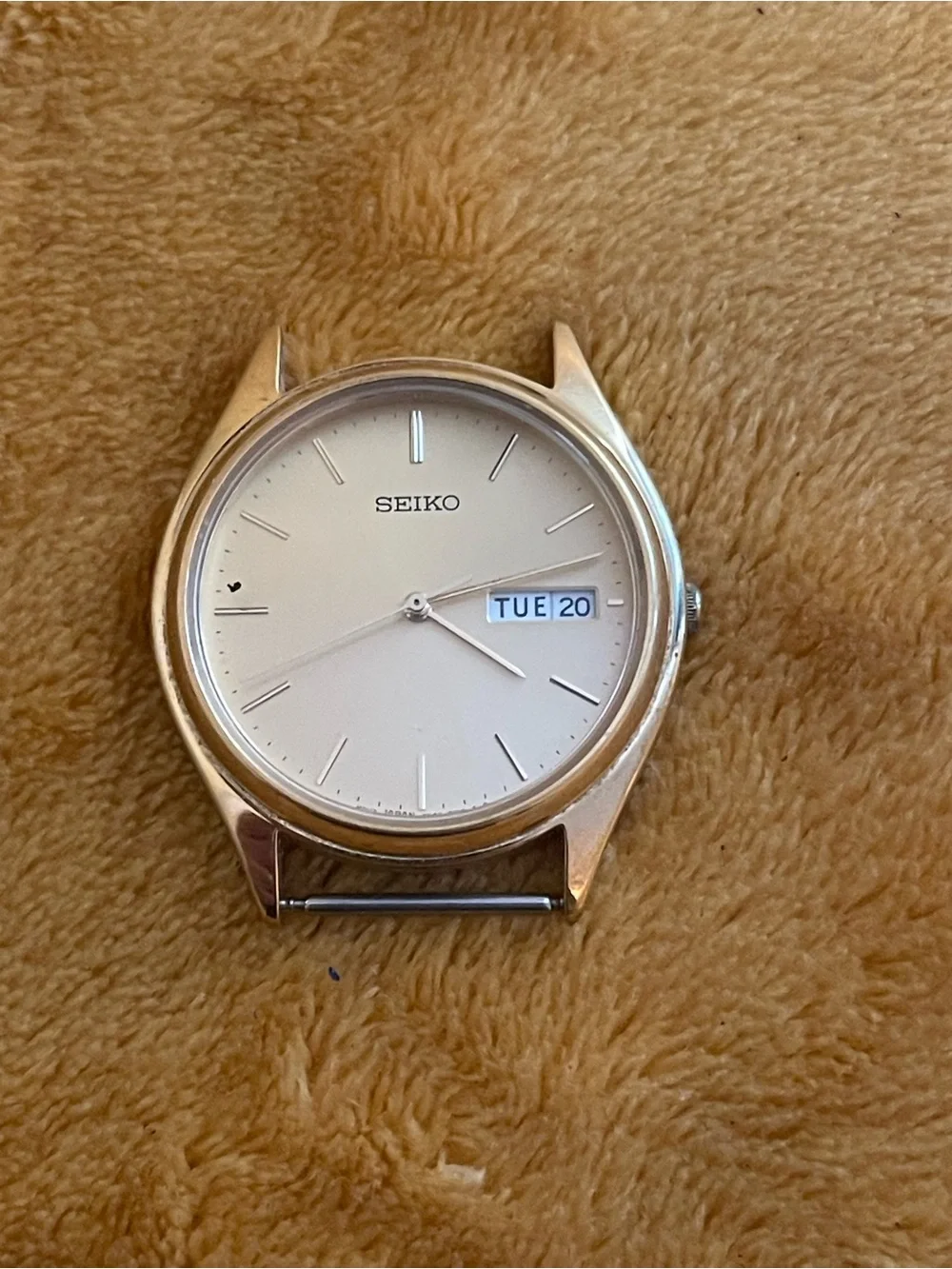 Seiko Silver Case Watch Head with White Dial